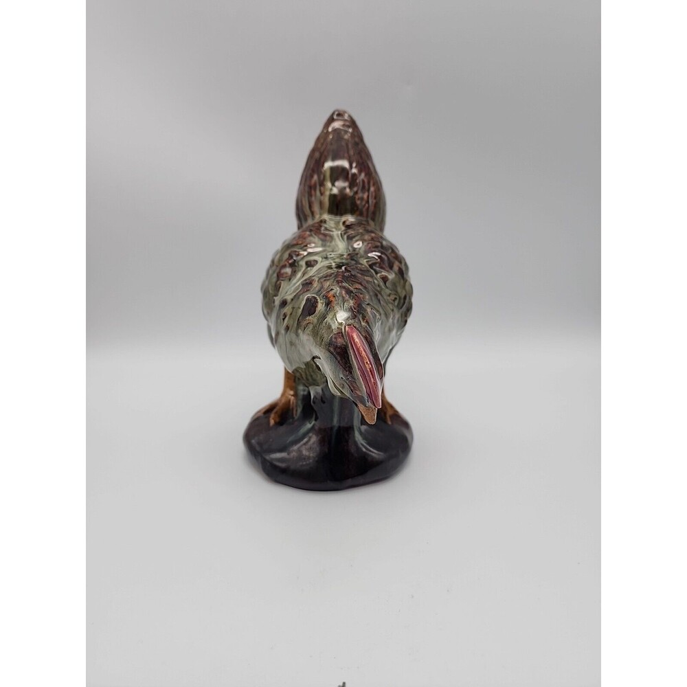Vintage Terracotta Pottery with Wild Glaze Pecking Chicken Figure - Picture 2 of 12